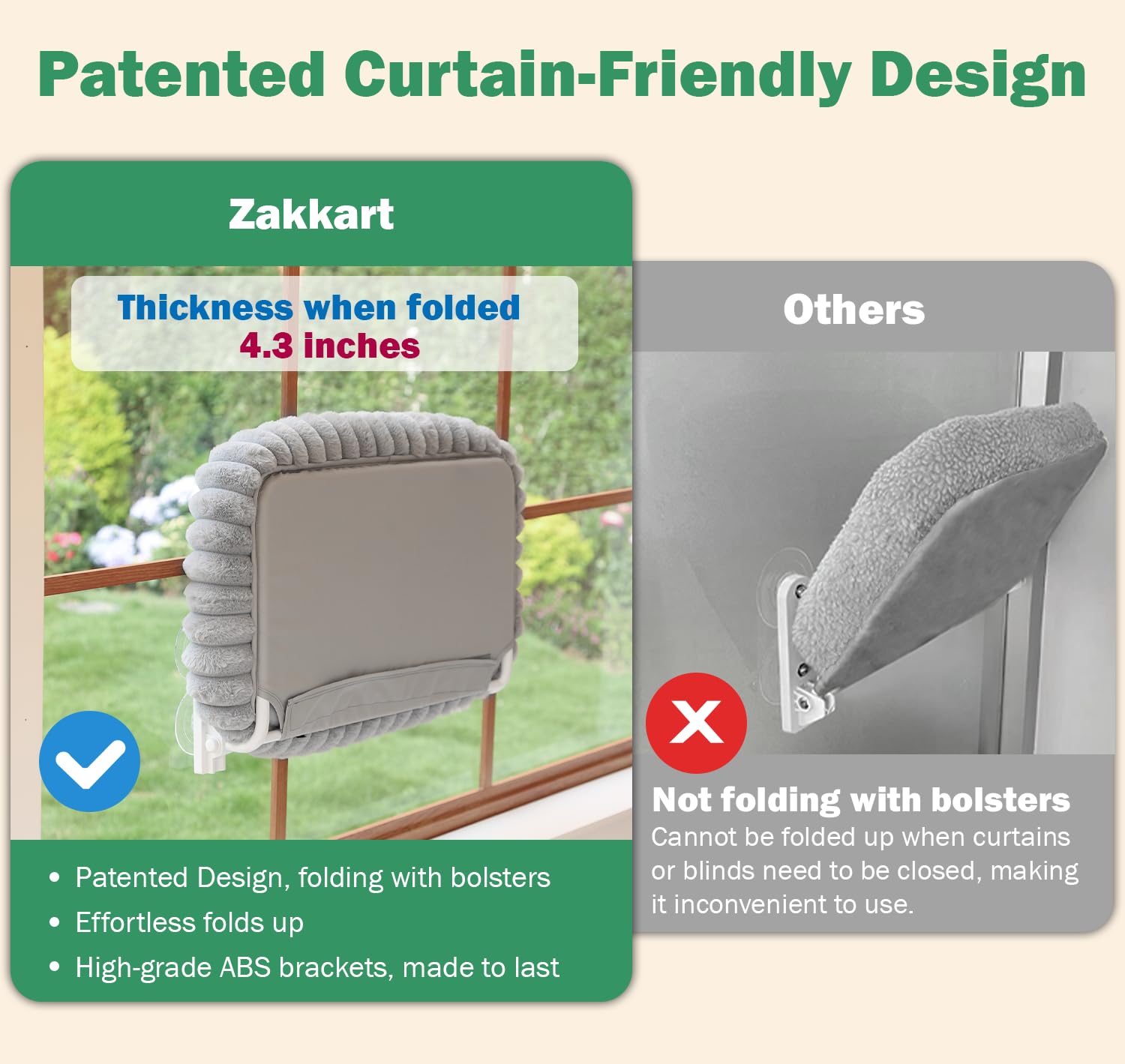Zakkart SnugCloud Foldable Cat Window Perch. Chosen for real quality, fits naturally into modern