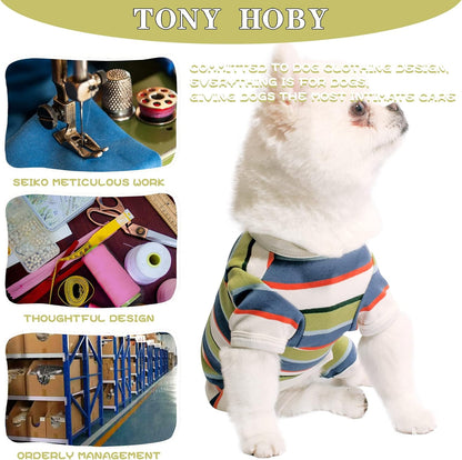 TONY HOBY Dog Pajamas, Dog Jumpsuit, Colorful Dogs Shirt, Dogs Surgery Recovery Suit for Small Medium Breeds (Blue&White, Boy, S)