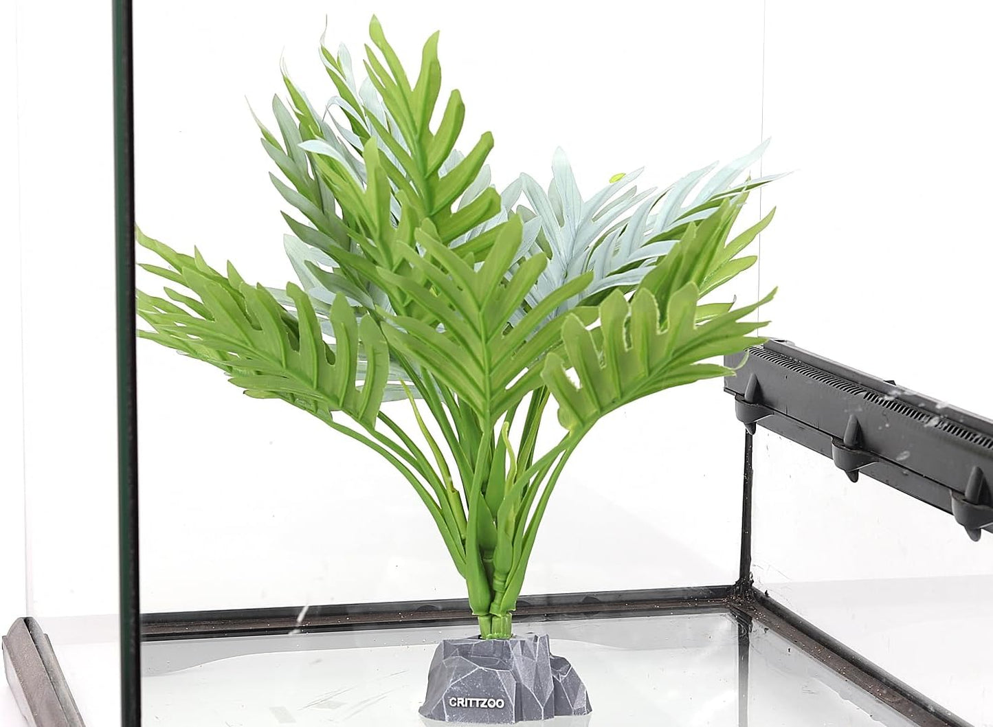 Reptile Terrarium Plants, Bearded Dragon Tank Decor Accessories for Ball Python Leopard Gecko Tree Frog Tarantula Lizard Corn Snake Tortoise Chameleon Crested Gecko - Fake Cycas White