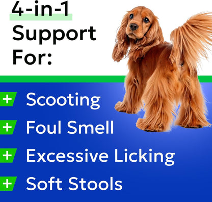 BARK&Spark Dog Anal Gland Treatment Chews - AnalGland Support Supplement - Stop Scoot & Reduce Odor with Prebiotics & Digestive Enzymes - Bacon Flavor, 120 Treats