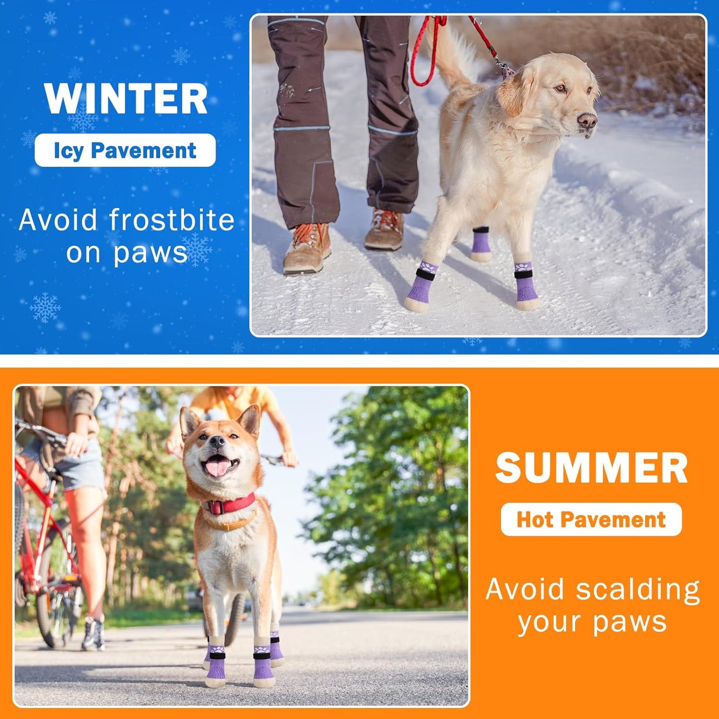 SCENEREAL Anti Slip Dog Sock to Prevent Licking Paws for Hardwood Floors, Boots & Paw Protector Shoes for Hot/Cold Pavement with Grippers, Double Sides Grips for Small Medium Large Senior Dogs, M