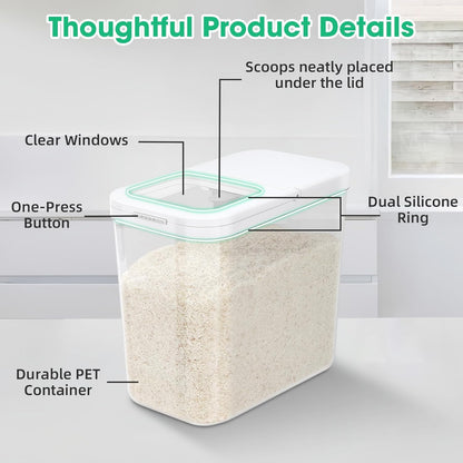 TBMax Rice Flour Storage Container with Automatic Flip-up Lid 25 Lbs | 12.68 Qt, Tall and Narrow Food Storage Flour Bin for Kitchen Pantry Organization, Pet Dog Cat Food Storage Container