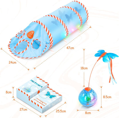 Migipaws Cat Toys, Interactive Cat Toy for Indoor Cats,Upgraded Moving Shadow of Butterfly Feather Project on Cat Tunnel, Cardboard Box Toys, Rechargeable 2.0