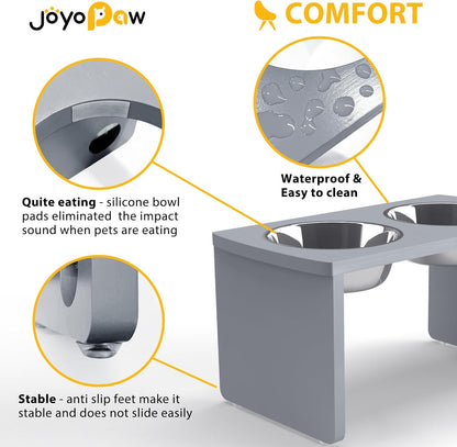 Elevated Dog Bowls, Bamboo Raised Dog Bowl for Large Dogs & Medium Dogs, with 2 Stainless Steel Bowls (10'' Tall–48 oz Bowl)