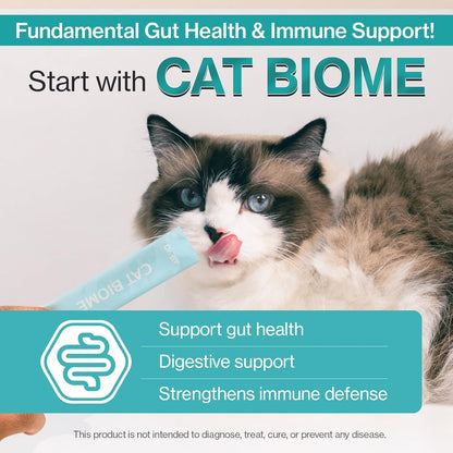Dr.by CAT BIOME Cat Probiotics - Digestive & Gut Support for Cats, Diarrhea Relief, Immunity Booster with Lactiplantibacillus plantarum Lickable Formula Individually Packaged
