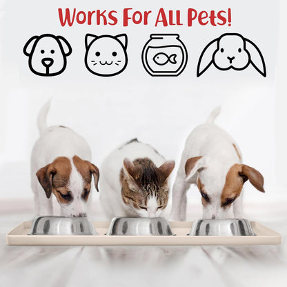 DogBuddy Waterproof Dog Food Mat with Raised Edge, Silicone - Nonslip Pet Feeding Mat for Floors (M: 21' x 14', Vanilla)