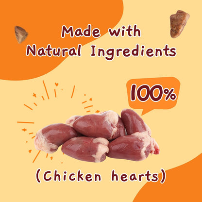 Jungle Calling Freeze Dried Cat & Dog Treats, Freeze Dried Chicken Hearts for Cats & Dogs, High Protein Single Ingredient Chicken Heart Treats, Grain Free Pet Training Treats (Chicken Hearts, 2.3 oz)
