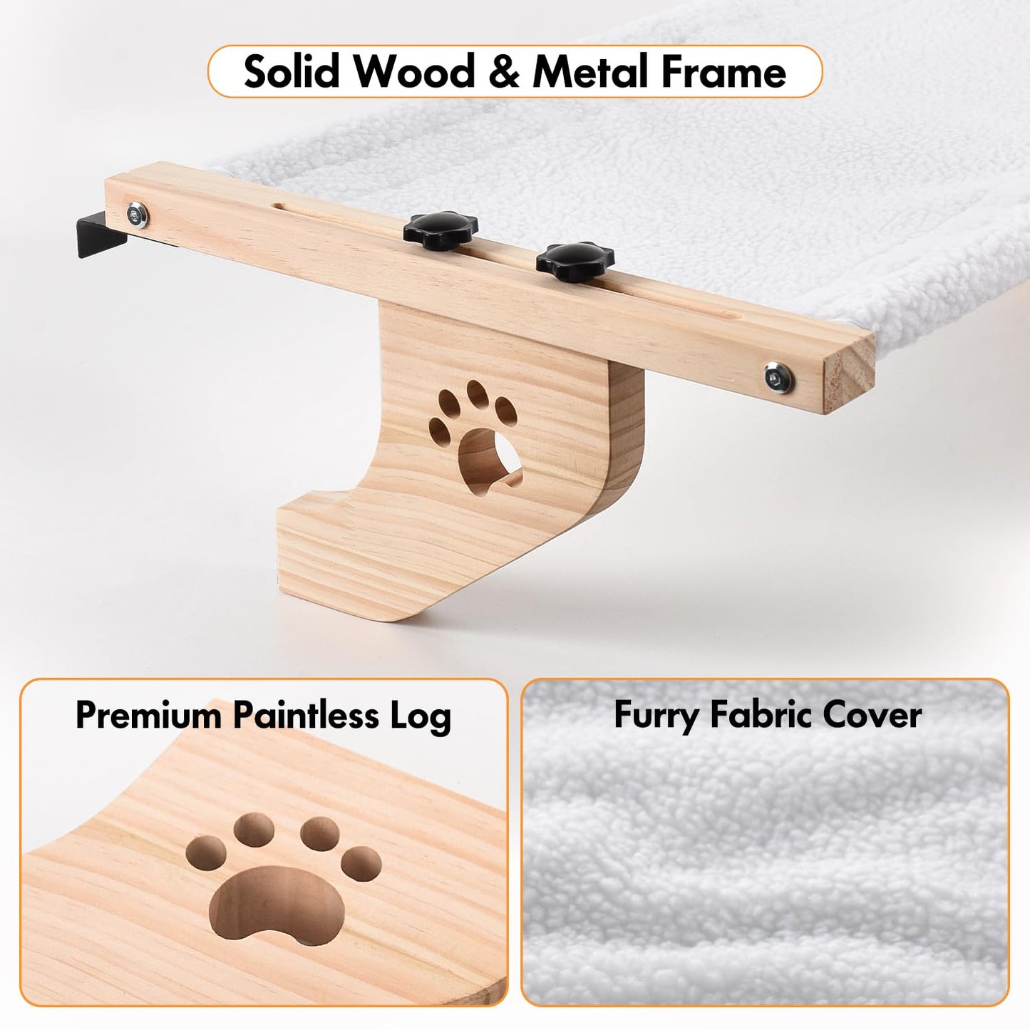 AMOSIJOY Cat Windowsill Perch with Wood & Metal Frame. Chosen for real quality, fits naturally into