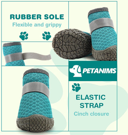 Small Dog Shoes, Breathable Puppy Boots & Paw Protectors for Winter Snow, Summer Hot Pavement, Dog Booties with Anti-Slip Rubber Soles for Hardwood Floors Lake Blue Size 5