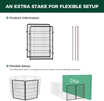 FXW Homeplus Unleashed Indoor Dog Playpen - Stress-Free and Safe Play, Heavy Duty 40 Inch 2 Wire Panels Dog Pen for Medium and Large Dogs, Black│Patented