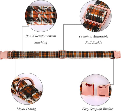 Lionet Paws Halloween Dog Collar with Bowtie - Cute Cotton Adjustable Fall Bowtie Dog Collar with Metal Buckle for Small Medium Large Dog Girl Boy Gift, S, Neck 10-16in