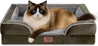 Comfort Expression Small Dog Beds Waterproof Cat Beds Orthopedic Foam Sofa Beds for Small Dogs Comfy Pet Bed with Washable Removable Cover & Non-Slip Bottom(XX-Small,Dark Green)