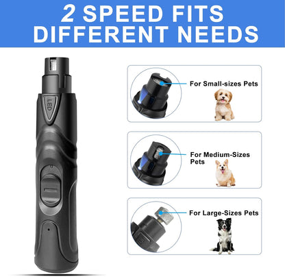 2-Speed LED Dog Nail Grinder,Professional Electric Pet Nail Trimmer with Quiet Motor, Painless Paws Grooming & Smoothing for Small/Medium/Large Dogs and Cats (Black)