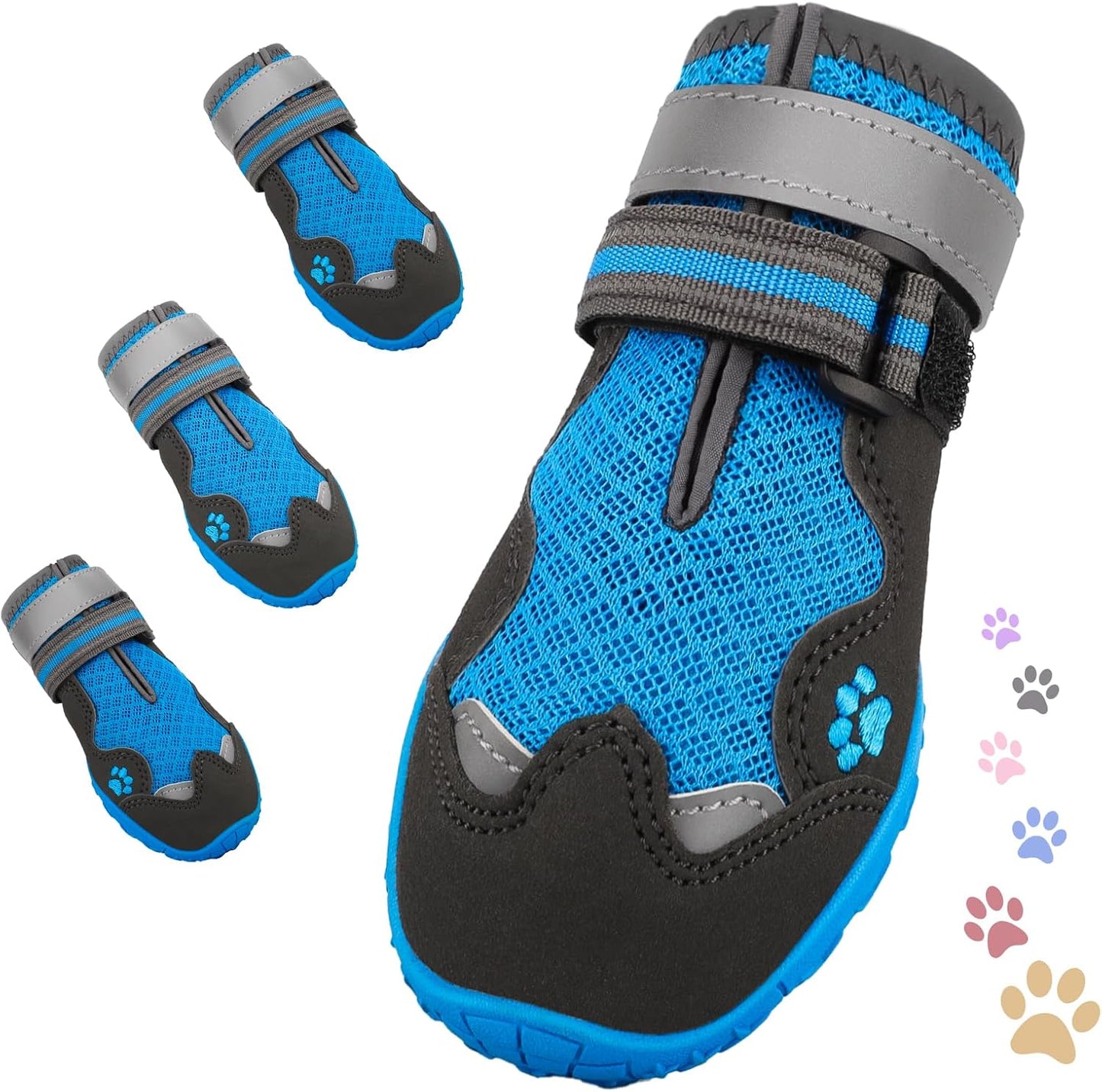 Dog Shoes for Large Medium Small Dog, Mesh Breathable Dog Shoes for Hot Pavement, Anti-Slip Dogs Boots Paw Protectors with Reflective for Outdoor Walking Indoor Hardfloors (Size 3)