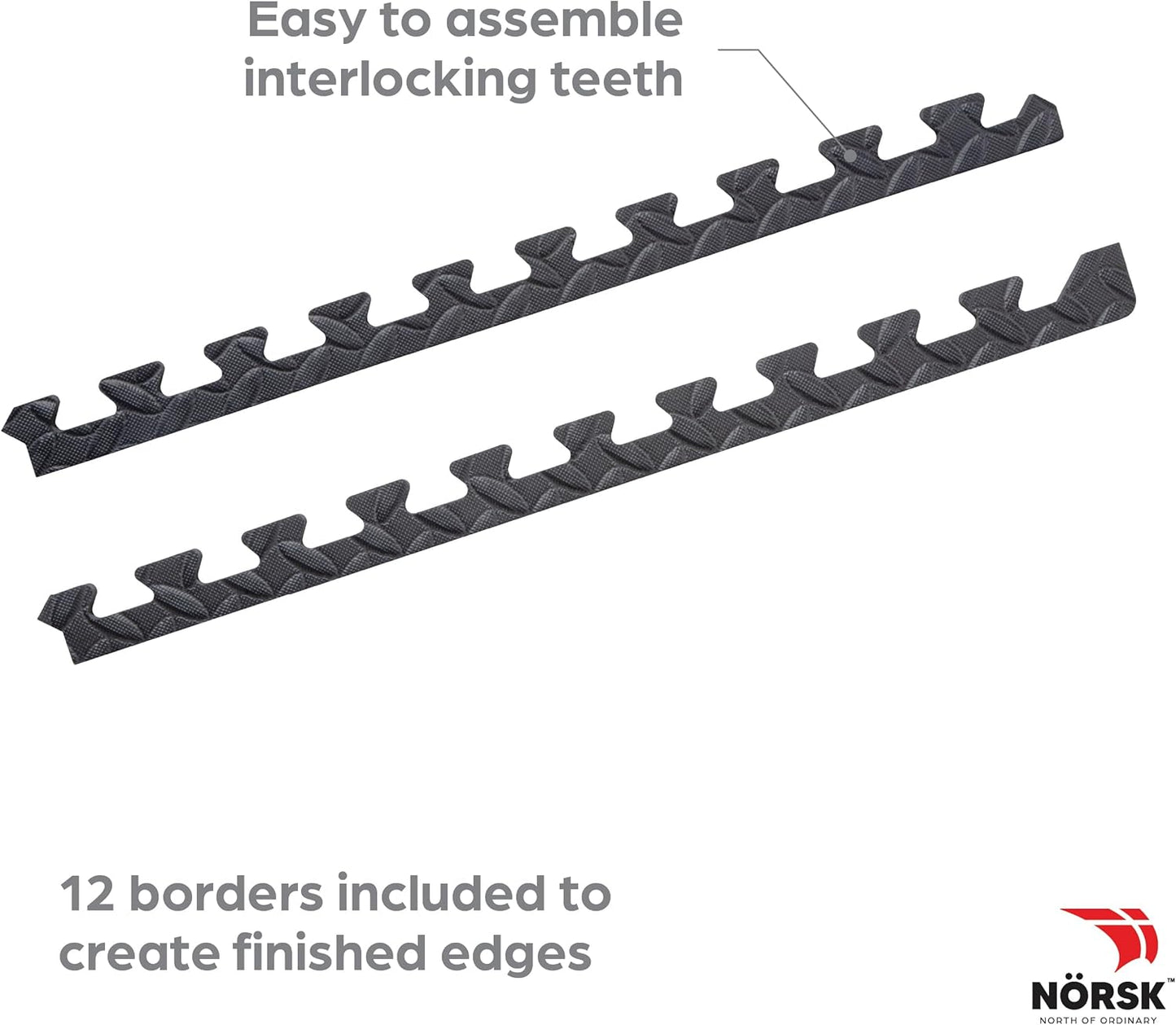 Norsk Foam Floor Gym Mats with Interlocking Tiles, .47" Thick, 24"x24", 36-Pack, 144 Square Feet, Diamond Plate Design, Grey