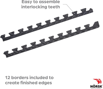 Norsk Foam Floor Gym Mats with Interlocking Tiles, .47" Thick, 24"x24", 60-Pack, 240 Square Feet, Diamond Plate Design, Grey