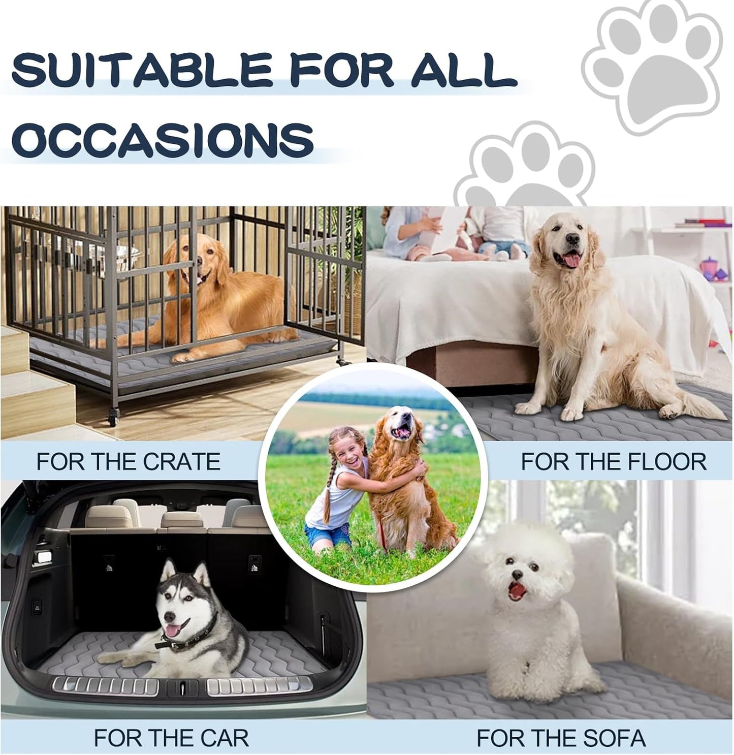 Bubble bear Dog Crate Mat - Upgraded Thick, Ultra Soft, Washable & Anti-Slip Kennel Pad for Small/Medium/Large Dogs, Dark-Hued to Hide Stains (48"x30")