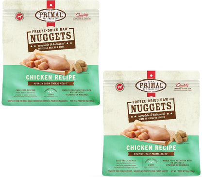 Primal Freeze Dried Dog Food Nuggets, Chicken; Complete & Balanced Meal; Also Use as Topper or Treat; Premium, Healthy, Grain Free, High Protein Raw Dog Food, 14 oz (Pack of 2)