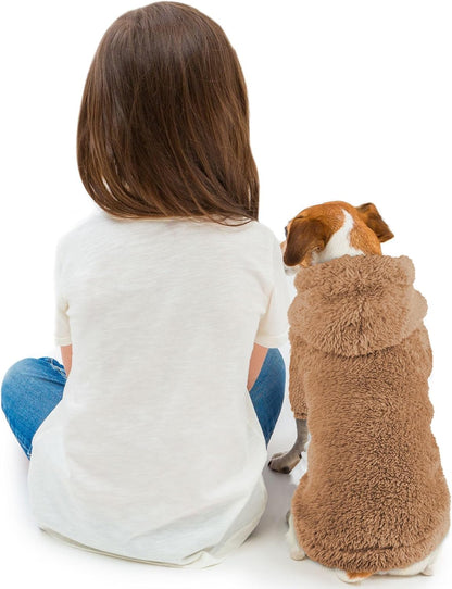 Fuzzy Dog Sweaters for Medium Dogs Dog Hoodie Soft Double-Sided Plush Fleece Pet Sweater Pet Clothes Coats Hoodie Sherpa Hooded Sweatshirt(Coffee-M)