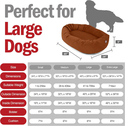 Majestic Pet 40 Inch Suede Calming Dog Bed Washable 40x29x9 (Inch) – Cozy Soft Round Donut Dog Bed with Spine Support for Dogs to Rest Their Head - Pet Bed Large – Rust (2025)