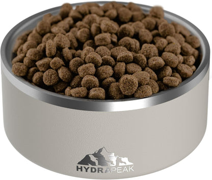 Hydrapeak Dog Bowl; Non Slip Stainless Steel; Water and Food Dish; Large Sized and Small Dogs; 32oz 64oz; Multiple Sizes | 8 Cup | Stone