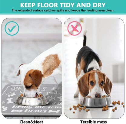 Pet Feeding Mat for Floors Waterproof Dog Mat for Food and Water Absorbent Quick Dry Non Slip mat for Cat Bowls