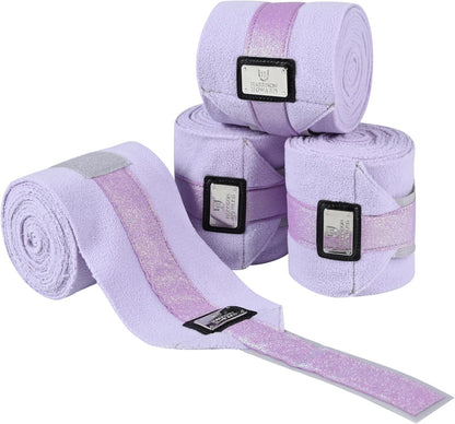 Harrison Howard Horse Polo Wraps Upgrade with Bling Leg Wraps for Horses 4-Pack Fleece Leg Wraps Stable Supplies Lavender M
