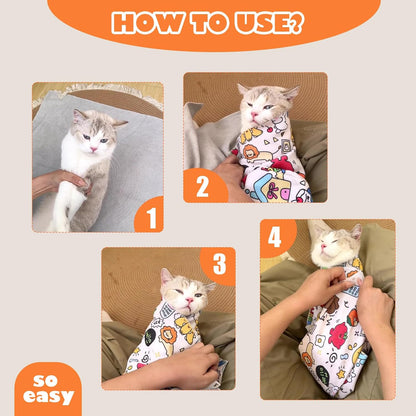 Cat Grooming Wrap, Cat Wrap Self-Adherent, Anti-Scratch Anti-Bite, Anti-Escape Grooming Bag for Cats Nail Clipping, Ear Cleaning, and Teeth Brushing (19.7 × 19.7" Cow Pattern)