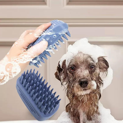Dog Brush Kit for Grooming Short & Long Haired Dogs & Cats, 4-in-1 Pet Grooming Set with Self-Cleaning Slicker Brush, Deshedding Tool, Shampoo Bath Comb, Massge Comb (Blue Black)