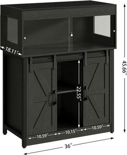 40 Gallon Reptile Terrarium with Stand, Reptile Tank with Barn Door and Storage, Vivarium with Acrylic Doors, Ventilated Mesh Top & Power Outlet, for Geckos, Lizards, Snakes Black PX06RTB