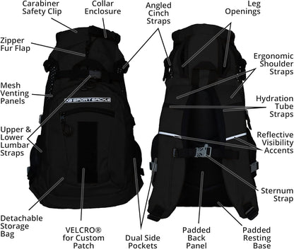 K9 Sport Sack | Adjustable Dog Carrier Backpack (Medium, Plus 2 - Jet Black)
