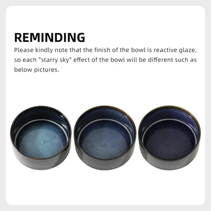 Ceramic 8.2inch Dog Bowl for Large-Breed Dogs, Anti-Slip and Weighted Pet Food and Water Bowl (Single Bowl - Starry Sky)