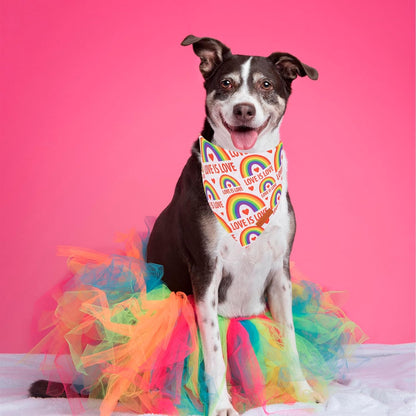 PTDECOR Rainbow Dog Bandanas Pride Day, Multi Size,“Love is Love” Pet Scarf Reversible Triangle LGBT+ Rainbow Bandanas for Large X-Large Dogs Pets (X-Large)