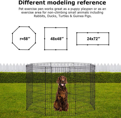 8-Panel Tall Dog Playpen Crate Fence Pet Kennel Play Pen Exercise Cage, 42-Inch, Black