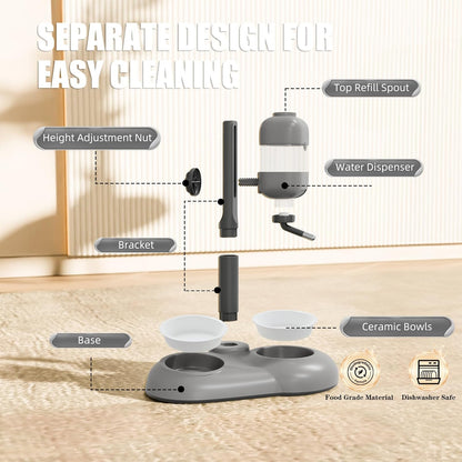 Puppy Bowls for Small Dogs,3 in 1 Bowl Set with Puppy Water Bottle and 2 Food Grade Ceramic Bowls,15°Tilted Dog Food and Water Bowl Set for Cats,Rabbits,Ferrets,Small Sized Dogs