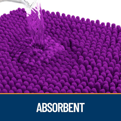 OLANLY Dog Door Mat for Muddy Paws 44x32, Absorbs Moisture and Dirt, Absorbent Non-Slip Washable Doormat, Quick Dry Chenille Mud Mat for Dogs, Entry Indoor Entryway Carpet for Inside Floor, Purple