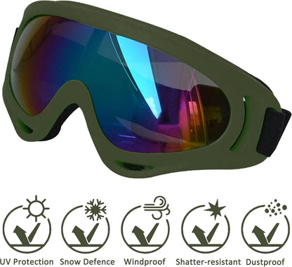 Large Dog Sunglasses with Adjustable Strap UV Protection, Suitable for Medium-Large Dogs, Soft Goggles (Army Green Frame)