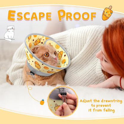 Cat Cone Collar Soft to Stop Licking, Adjustable, Foldable Lightweight Kitten Cones After Surgery Recovery for Cats & Kittens, Cat Cone Alternative (Orange, M)