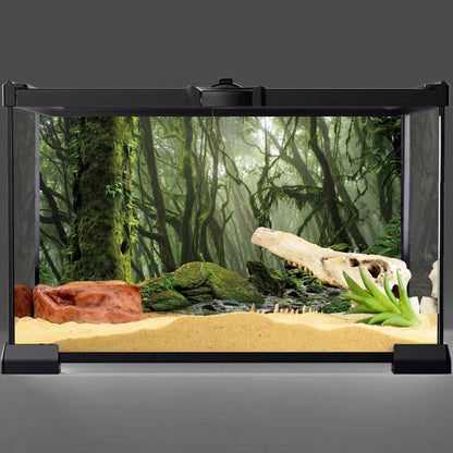 AWERT Foggy Forest Terrarium Background - Stream Green Huge Tree Reptile Habitat - Tropical Rainforest Aquarium - 30x18 inches - Durable Polyester