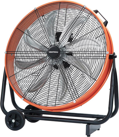 VENTISOL 24 Inch Industrial Floor Drum Fan, 9500 CFM Heavy Duty Floor Fan with 8 Blades, 3-Speed High Velocity Shop Fan, Metal Fans for Warehouse, Patios, Garage