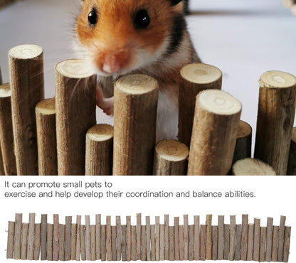 Ejoyous Hamster Wooden Bridge, Wood Ladder Hamster Fence Hideout Cage Bedding Climbing Toys for Syrian Hamsters Gerbil Small Animals (40CM Fence)