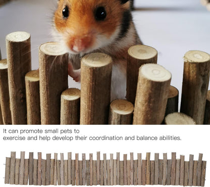 Ejoyous Hamster Wooden Bridge, Wood Ladder Hamster Fence Hideout Cage Bedding Climbing Toys for Syrian Hamsters Gerbil Small Animals (50CM Fence)