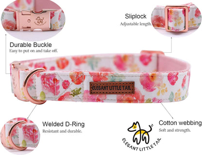 Elegant little tail Dog Collar with Bow, Cotton & Webbing, Bowtie Dog Collar, Adjustable Dog Collars for Small Medium Large Dogs and Cats