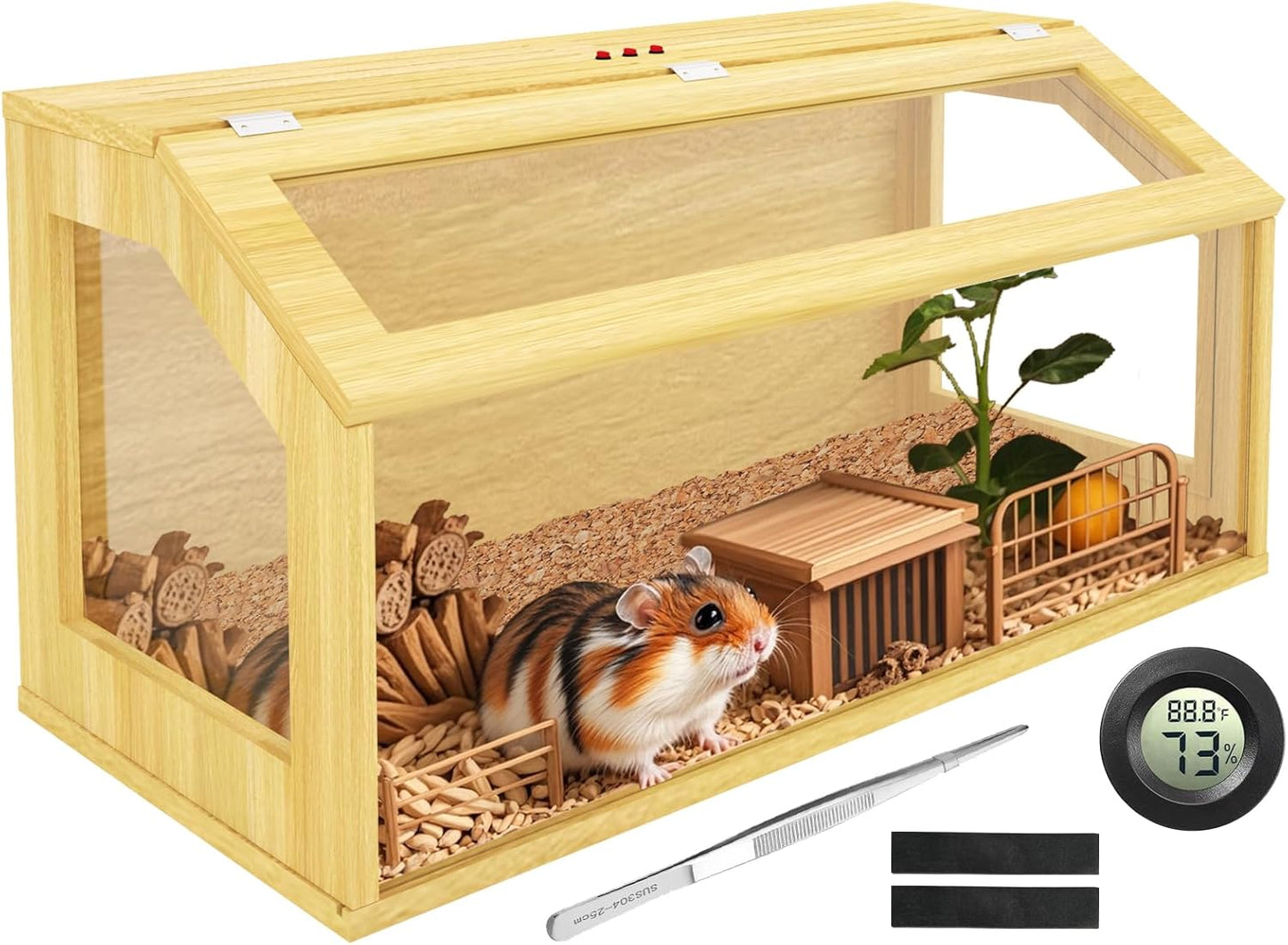 40" Large Hamster Cage, Chewproof Gerbil Cages and Habitats, Openable Top Roof Window with Silencing Pad, Wooden Guinea Pig Cage for Small Animals, Dwarf and Syrian Hamster, 40 x 20 x 20 Inches