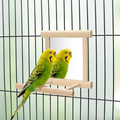 Bird Mirror with Perch Bird Toys for Parrots Budgies Parakeets Cockatiels Lovebirds Finches Canaries
