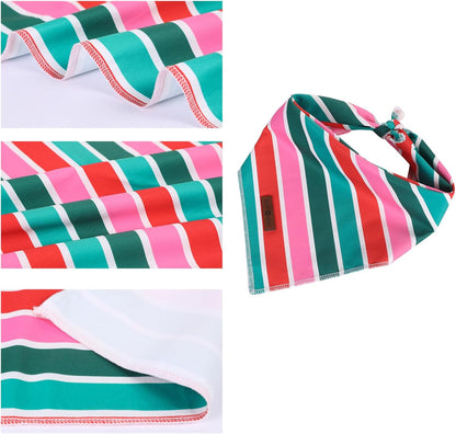 lionet paws Christmas Dog Bandana,Fabric Colorful Stripe Dogs Kerchief for Medium Large Dogs,Dog Cotton Triangle Bibs Scarf for Girl Boy