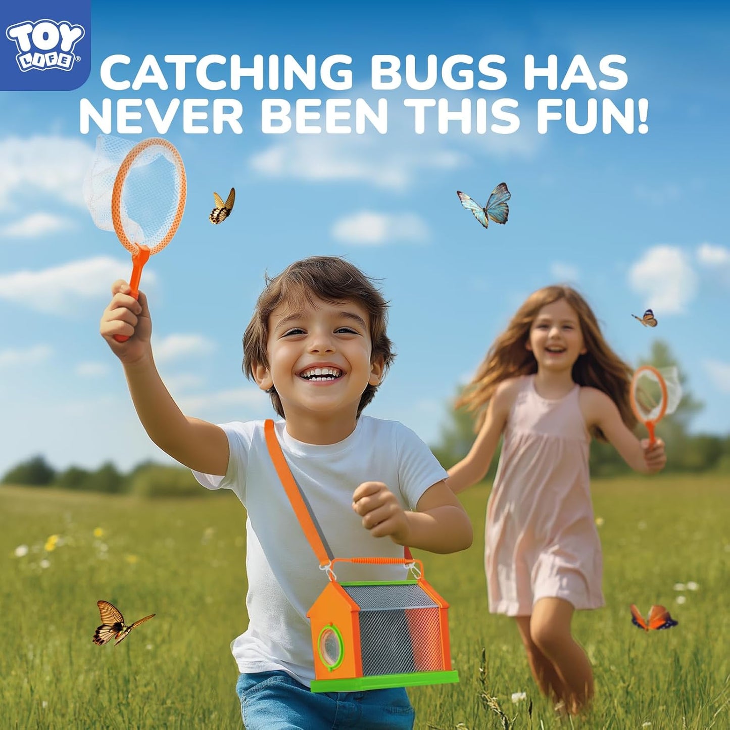 TOY Life Bug Catcher for Kids, Bug Catching Kit Kids Explorer Kit with Butterfly Net, Catching Tool, Tweezers, Magnifying Glass, Binoculars, Insect Catcher, Educational Outdoor Toys Kid Adventure Set