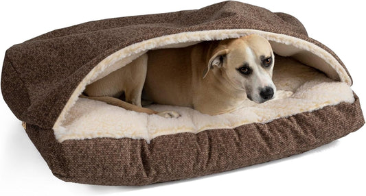 Snoozer Pet Products Luxury Rectangle Cozy Cave Dog Bed with Microsuede, Showdog Collection, Extra Large, Merlin Camel