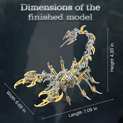 Scorpion 3D Metal Puzzles Kits for Adults Teens – 454 Pcs – Mechanical Assembly Models – 4 Hours to Build – Ideal for Gifts and Decorations (Golden)
