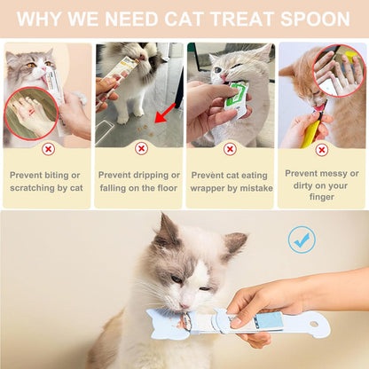 PETPAWLOVELY-1PCS Cat Treat Spoon Squeeze,Cat Strip Feeder spoon,Multi-Function Dispenser spoon,Easy Feeding Spoon for Licky Treats,Pet Food Spoon for Wet Food(Pink)